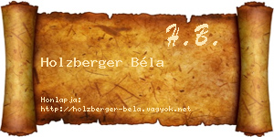 Holzberger Béla névjegykártya